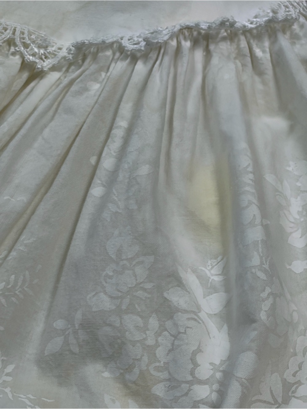 Vintage Scott McClintock Ivory Floral Lace Puff Sleeve Drop Waist Dress S Praire - Picture 15 of 16